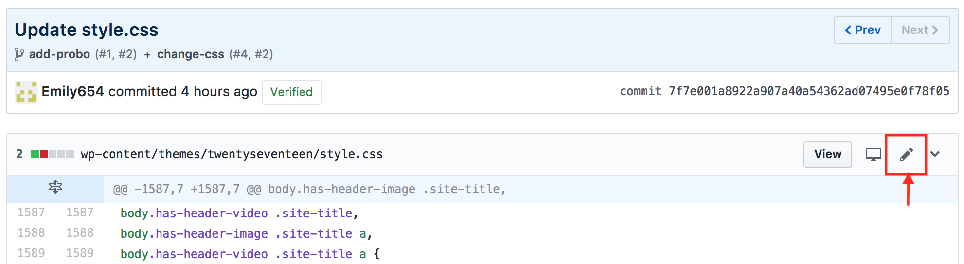 Editing text file in GitHub